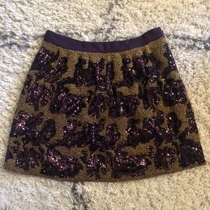 Club Monaco Gold/Burgundy Beaded Skirt Sz 2 - image 1